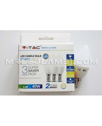 5.5W LED КРУШКА E14 КЕНДЪЛ – 3 БРОЯ
